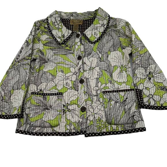 Peck &‎ Peck Weekend SMALL Quilted Jacket Blazer brown green floral Boho Grandpa - Picture 2 of 6
